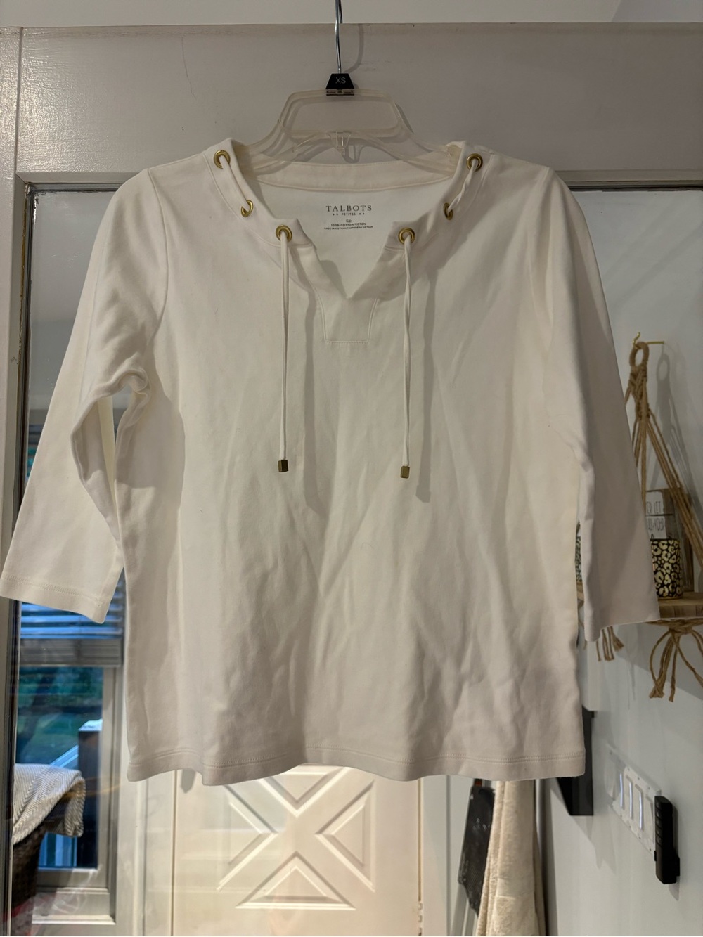 Talbots White Grommet-Detail Drawstring Tunic